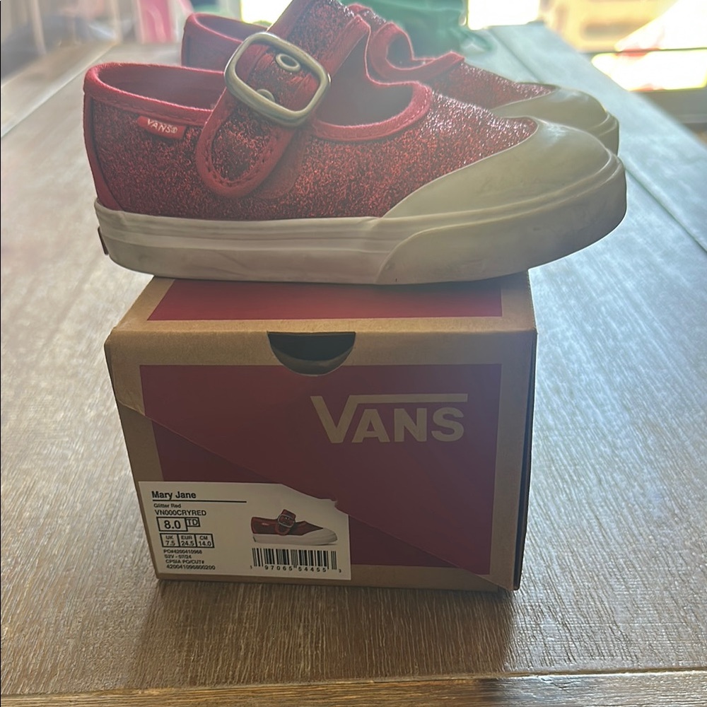 Vans Sparkly Red Mary Jane Sneakers